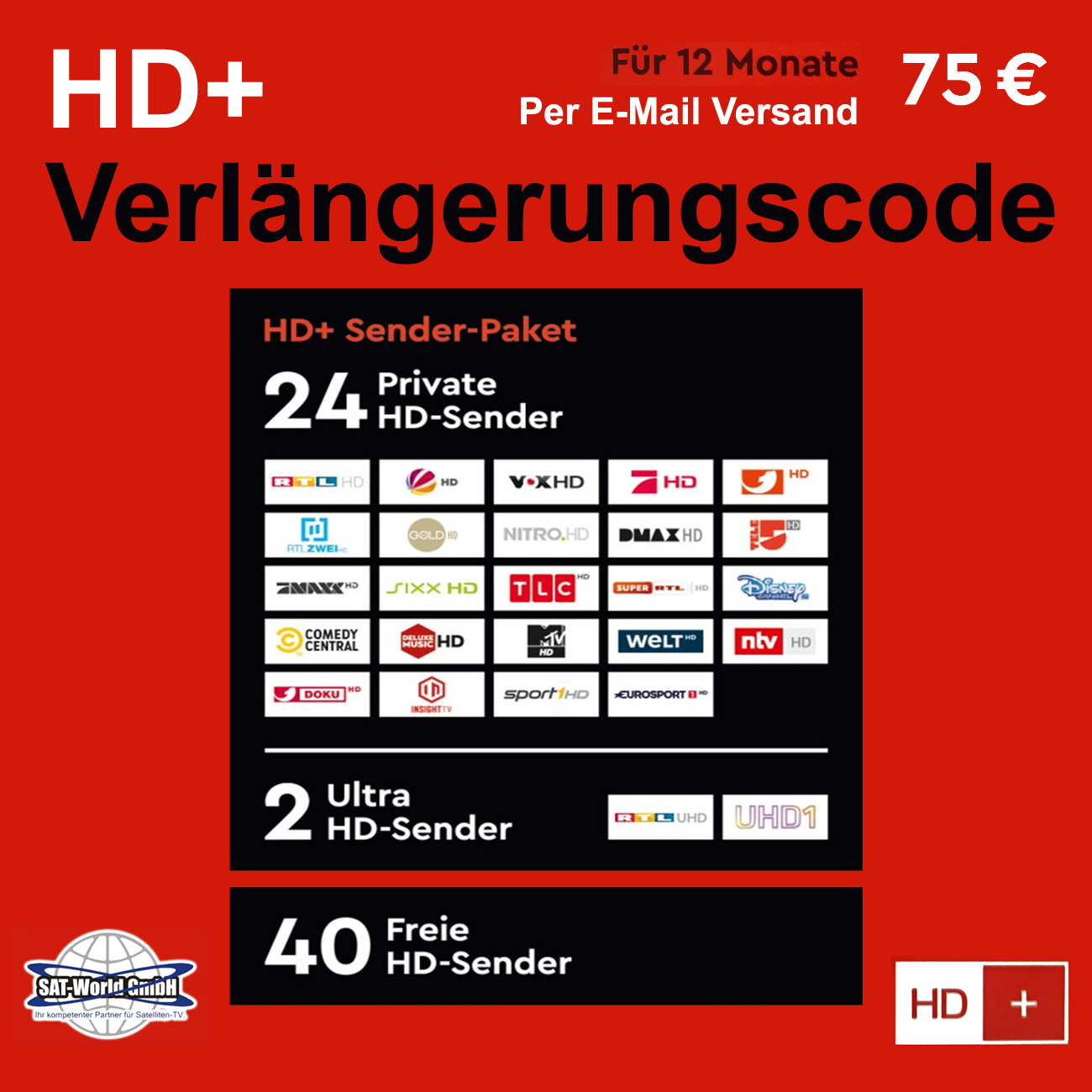 HD+ Verlängerung für 12 Monate für alle HD+ Karten HD01/02/03/04/05