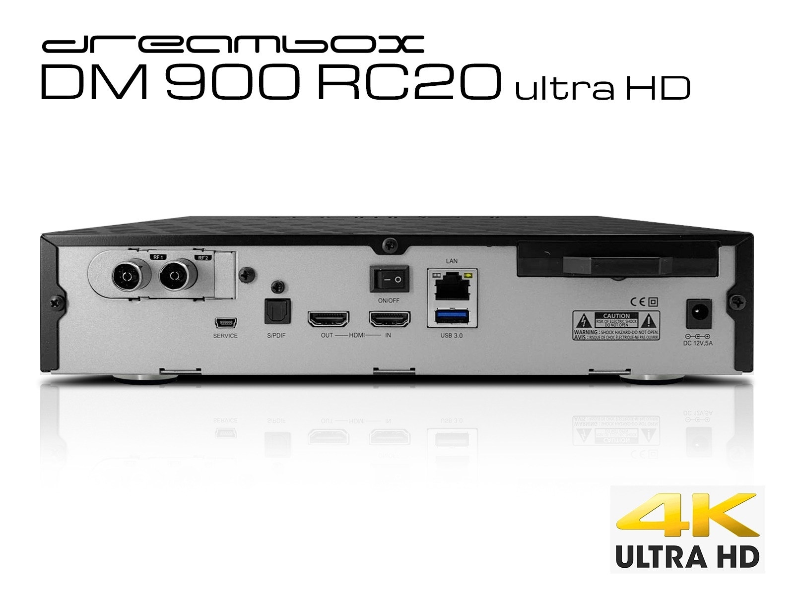 Dreambox DM 900 RC 20 ultra HD, 1x Dual C/T2 Tuner