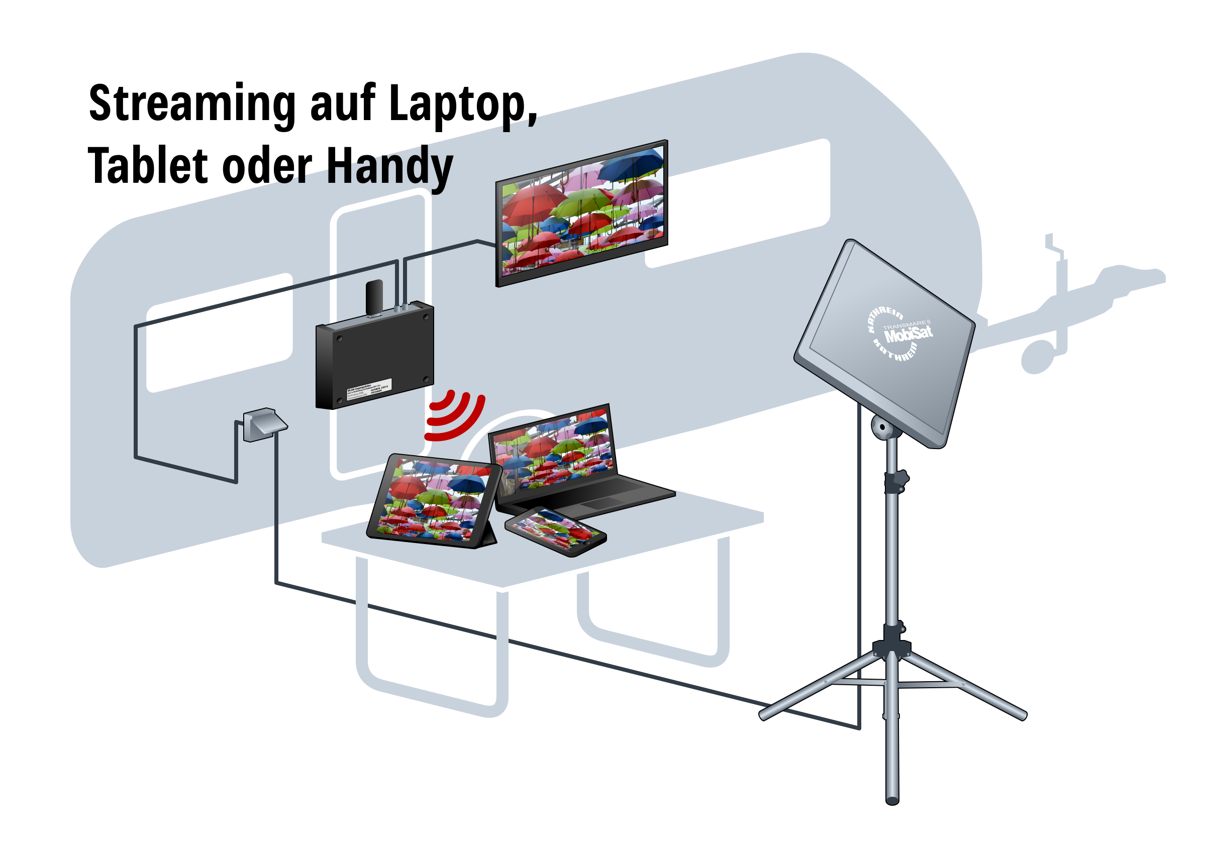 Kathrein HDS 166 plus Antennen Set mit Flachantenne BAS 66 (Twin-LNB), CAP-Konverter uvm.